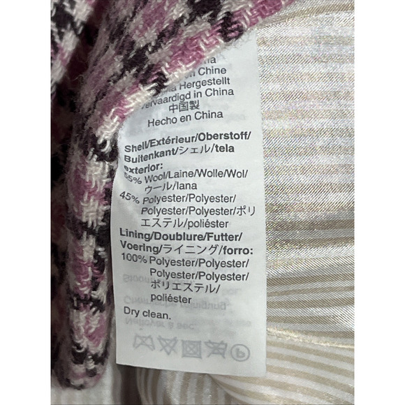 J Crew Campbell Blazer Womens XXL Pink Houndstooth Wool Blend Jacket Preppy 90s - Picture 11 of 13